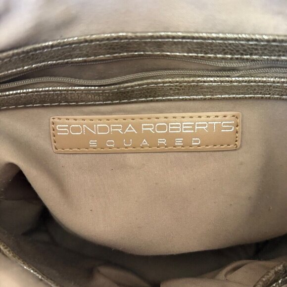 Sondra Roberts Squared Hand Shoulder Bag/Tote Brown Iridescent Silver Metallic - Picture 15 of 16